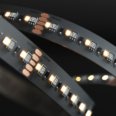 Tagra | High Definition LED Strip Light | 240 LEDs p/m | 24V | IP20 | 20W/m | RGB+W | 5M Reel - HD24-RGBW-StripLight-ON.jpg