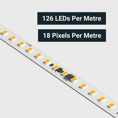 Tagra | Pixel LED Strip Light | 126 LEDs p/m | 6 pixels p/m | 24V | IP20 | 8W/m | 5M Reel - TD24-126-StripLight-CLOSE.jpg