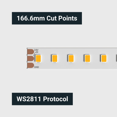 Tagra | Pixel LED Strip Light | 126 LEDs p/m | 6 pixels p/m | 24V | IP20 | 8W/m | 5M Reel - TD24-126-StripLight-CUT.jpg