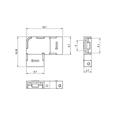 Tagra | LED Strip Solderless Connector | Single Colour | 8mm | L-Shape Corner | IP20 | Pack of 2 - CONSOL-SC8MML.jpg