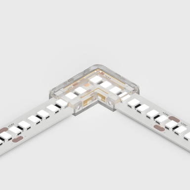Tagra | LED Strip Solderless Connector | Single Colour | 10mm | L-Shape Corner | IP20 | Pack of 2 - CONSOL-SC10MML_ON.png
