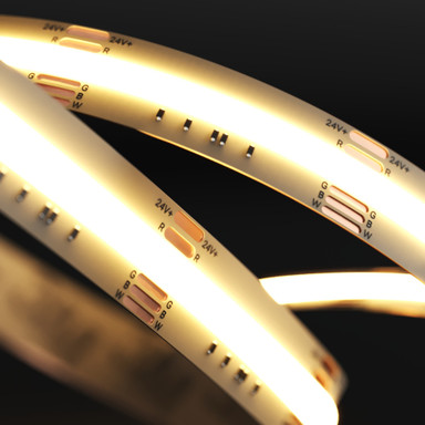 Tagra | Professional COB LED Strip Light | 840 LEDs p/m | 24V | IP20 | 18.5W/m | RGB+W | 5 & 50M Reel X - TP24-RGBW-COB-StripLight-ON.jpg