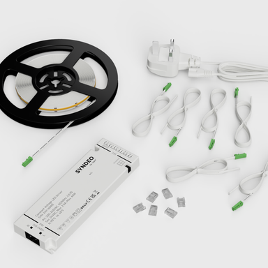 Syndeo by Tagra | Plug & Play | LED Strip Light Kit | Spotless COB | 544 LEDs p/m | 24V | IP20 | 11.2W/m | 5M Kit - SKIT-24-COB5M_MAIN.png