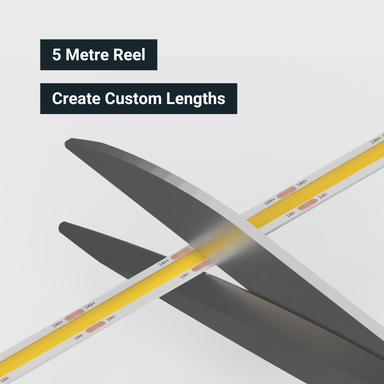 Syndeo by Tagra | Plug & Play | LED Strip Light Kit | Spotless COB | 544 LEDs p/m | 24V | IP20 | 11.2W/m | 5M Kit - SKIT-24-COB5M_CUT.png