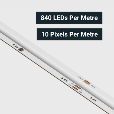 Tagra | Pixel COB LED Strip Light | 840 LEDs p/m | 10 Pixels p/m | 24V | IP20 | 16.0W/m | RGB+W | 5M Reel - TD24-RGBWCOB-StripLight-CLOSE.jpg