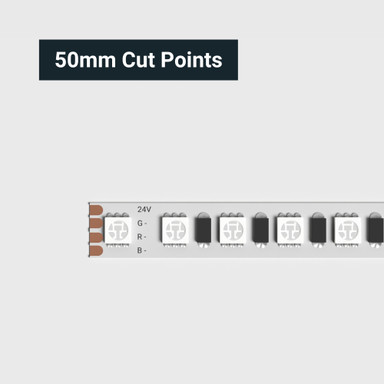 Tagra | Pro LED Strip Light | 120 LEDs/m | 24V | IP20 | 11W/m | RGB | 5 & 50M Reels - TA24-RGB-120-StripLight-CUT.jpg
