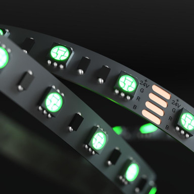 Tagra | Economy LED Strip Light | 60 LEDs p/m | 24V | IP20 | 14.4W/m | RGB | 5 & 50M Reels  - TE24-RGB-StripLight-ON.jpg