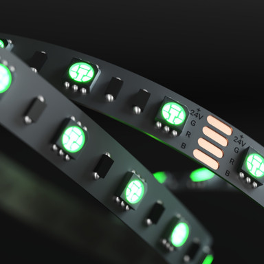 Tagra | Economy LED Strip Light | E-60 | 60 LEDs/m | 24V | IP20 | 14.4W/m | RGB | 5 & 50M Reels  - TE24-RGB-StripLight-ON.jpg