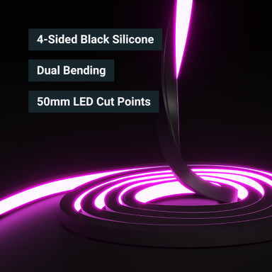 Tagra | Pro LED Neon Flex | Black | Dual 16 | 16x16mm | RGB | 24V | IP67 | 15.4Wp/m | 5M Kit - NEONDUAL1616-BLK-RGB-SPEC.jpg