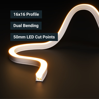Tagra | Pro LED Neon Flex | Dual 16 | 16x16mm | CCT Tunable White 2300-6000K | 24V | IP67 | 15.4W/m | 30M Reel - NEONDUAL1616-30M-CCT-SPEC.jpg
