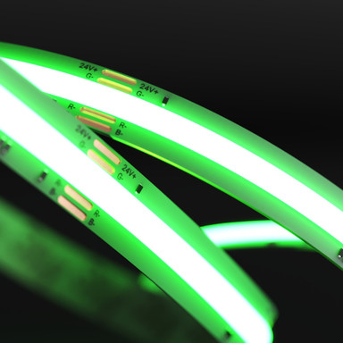 Tagra | Pro COB LED Strip Light | 840 LEDs/m | 24V | IP20 | 15.8W/m | RGB | 5 & 50M Reels - PC24-RGB-StripLight-ON.jpg