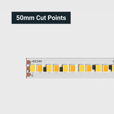 Tagra | Precision LED Strip Light | 240 LEDs/m | 24V | IP20 | 22W/m | CCT | 5 & 50M - PP24-236K240-StripLight-CUT.jpg