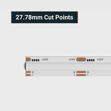 Tagra | Pro COB LED Strip Light | 576 LEDs p/m | 24V | IP20 | 19.8W/m | CCT | 5 & 50M Reels - TP24-2765K-COB-StripLight-CUT.jpg