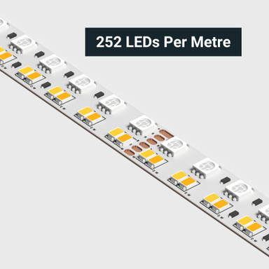 Tagra | Precision LED Strip Light | 252 LEDs p/m | 24V | IP20 | 49.5W/m | RGB+2700-6500K | 5M Reel - PP24-DR-RGBCCT-StripLight-CLOSE.jpg