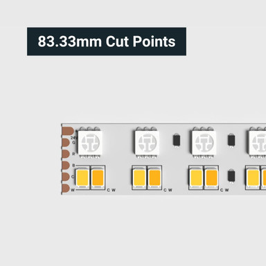 Tagra | Precision LED Strip Light | 252 LEDs p/m | 24V | IP20 | 49.5W/m | RGB+2700-6500K | 5M Reel - PP24-DR-RGBCCT-StripLight-CUT.jpg