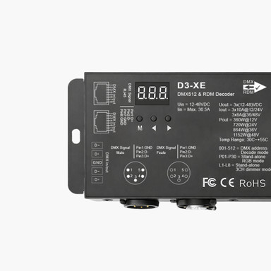 Tagra | DMX | 12-48V | LED Decoder | 3 Channel | 10A | RGB | IP20 - 3CH10ADMXDEC_LEFT.jpg