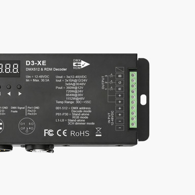 Tagra | DMX | 12-48V | LED Decoder | 3 Channel | 10A | RGB | IP20 - 3CH10ADMXDEC_RIGHT.jpg