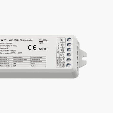 Tagra | RF 2.4GHz & Wi-Fi | 12-24V | LED Controller | 2 Channel | Single Colour | IP20 - PSCONN-WIFIRCVR_RIGHT.jpg