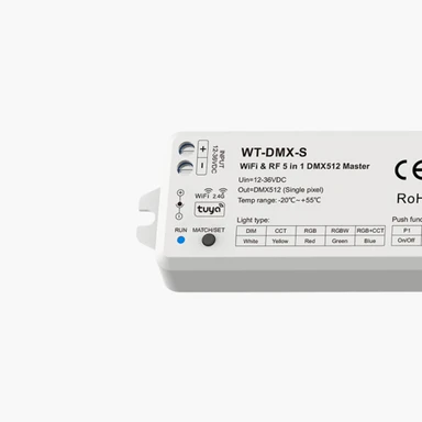 Tagra | RF 2.4GHz & Wi-Fi  | 5-in-1 | DMX LED Controller | 5 Channel | Single Colour - RGB+CCT | IP20 - DMX-5IN1_LEFT.jpg
