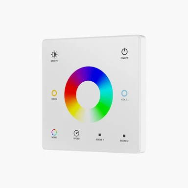 Tagra | RF 2.4GHz | Battery Powered | LED Wall Plate | RGB+CCT | 1 Zone | 4 Scenes - BP1ZRGBCCT-W-FRONT.jpg