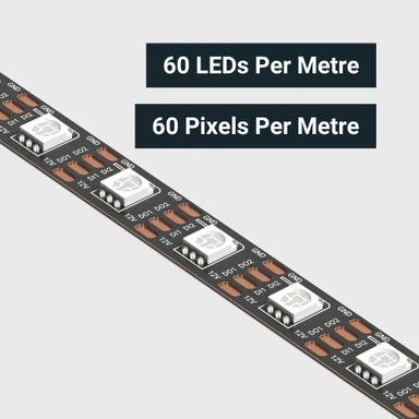 Tagra | Express Pixel LED Strip Light | 60 LEDs/m | 60 Pixels/m | 12V | IP20 | 9W/m | RGB | 5 & 20M Reel - ED12-RGB-60-StripLight-CLOSE.jpg