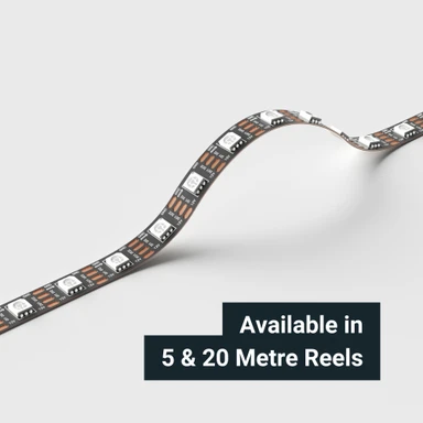Tagra | Express Pixel LED Strip Light | 60 LEDs/m | 60 Pixels/m | 12V | IP20 | 9W/m | RGB | 5 & 20M Reel - ED12-RGB-60-StripLight-BEND.jpg