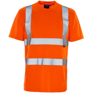 Supertouch Hi Viz Mens Bird Eye T-shirt Orange Supertouch Hi Viz Mens Bird Eye T-shirt Orange