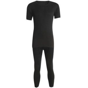 Thermal Short Sleeve T-Shirt & Long John Set Black Thermal Short Sleeve T-Shirt & Long John Set Black