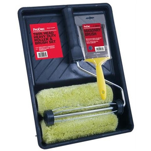 ProDec 5 piece Twin Masonry Paint Roller, Frame, 4" Brush and Tray Set ProDec 5 piece Twin Masonry Paint Roller, Frame, 4" Brush and Tray Set