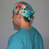 Green Scrubs - Tieback Hat - Palm Flowers