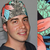 Green Scrubs - Tieback Hat - Palm Flowers