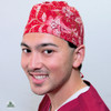 Green Scrubs - Tieback Hat - Red Amaryllis