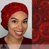 Green Scrubs - Bouffant Scrub Hat -Stars n Swirls Scarlet