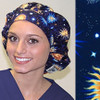 Green Scrubs - Bouffant Hat - Celestial Navy