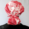 Green Scrubs - Tie Bonnet Hat - Red White Floral