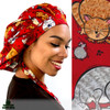 Green Scrubs - Tie Bonnet Scrub Hat - Purr-fectly Red