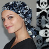 Green Scrubs - Tie Bonnet Hat - Crossbones