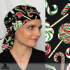 Green Scrubs - Tie Bonnet Scrub Cap - Holiday Candy