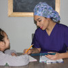 Green Scrubs - Tie Bonnet Hat - Batik Sunflowers