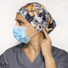 Green Scrubs - Modern Fit Super Tie Hat with Buttons - Kittens