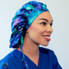 Green Scrubs - Tie Bonnet Scrub Hat with Terry - Galaxy