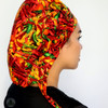 Green Scrubs - Tie Bonnet Scrub Hat with Terry - Hot Peppers
