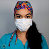 Green Scrubs - Skull Scrub Cap - Bright Swirls