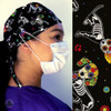 Green Scrubs - Skull Scrub Cap - Dia De Los Muertos Dogs