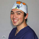 Green Scrubs - Tieback Hat - Floral Blue