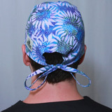 Green Scrubs - Tieback Hat - Batik Sunflowers