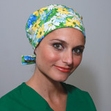 Green Scrubs - The Original Super Tie Hat - Yellow & White Daisies