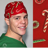 Green Scrubs - Modern Fit Tieback Hat - Candy Canes