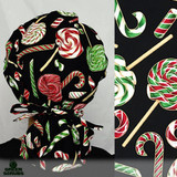 Green Scrubs - Tie Bonnet Hat back - Holiday Candy