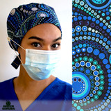 Green Scrubs - Modern Fit Super Tie Hat with Buttons- Strands